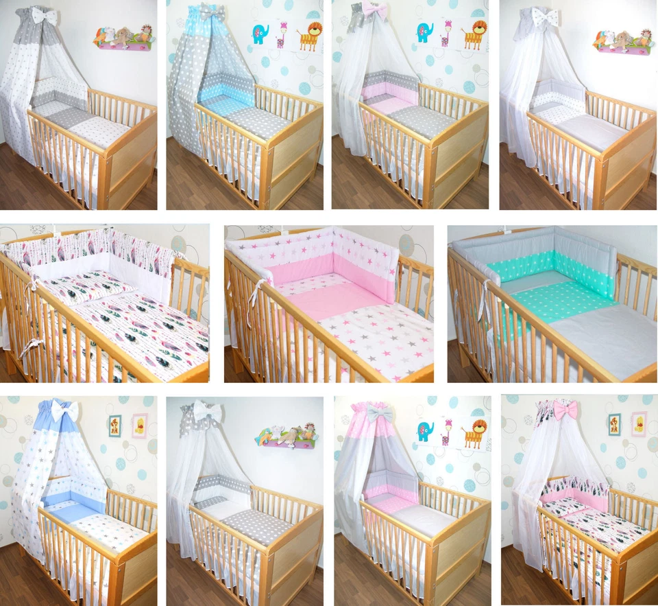 NO NAME Baby Bettset 5-20T Himmel Bettwäsche Himmelstange Sterne Dots