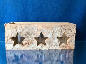 Vintage Birch Wood Bark Tealight Votive Holder Barn Star Fits