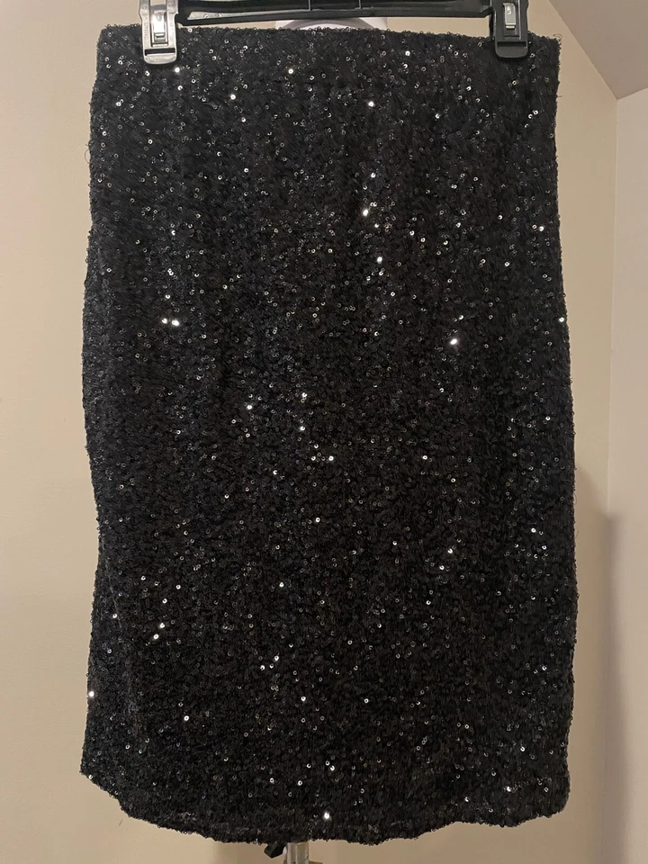 CREMIEUX Mujer Lentejuelas Completas Negro Noche Ocasión Falda - Talla Pequeña Foto 4 de 4