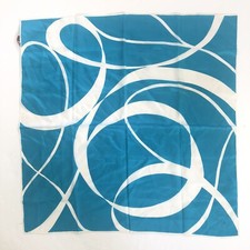 Vintage Scarf Marine Coastal Blue White Swirl Pattern 26x26 Lady Heritage