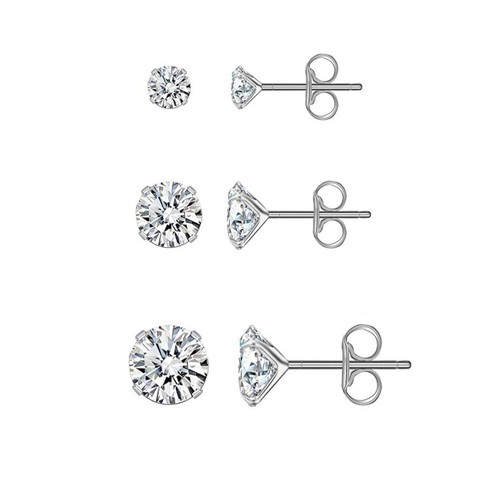 925 Sterling Silver Stud Earrings Women Men Genuine Cubic Zirconia Ladies Set CZ - Picture 94 of 103