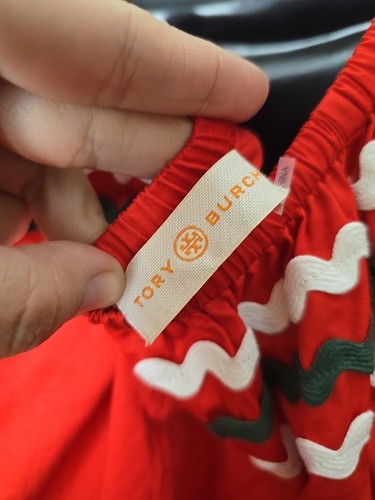 Tory Burch Embroidered Peasant Maxi Dress Red Ruffle Bottom Puff Sleeve Size S - Picture 7 of 10