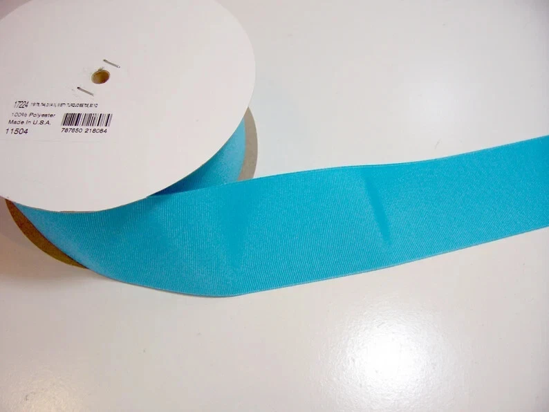 Wide Blue Grosgrain Ribbon 2 1/4" wide x 10 yards Schiff Misty Turquoise B18 - Image 3 of 4