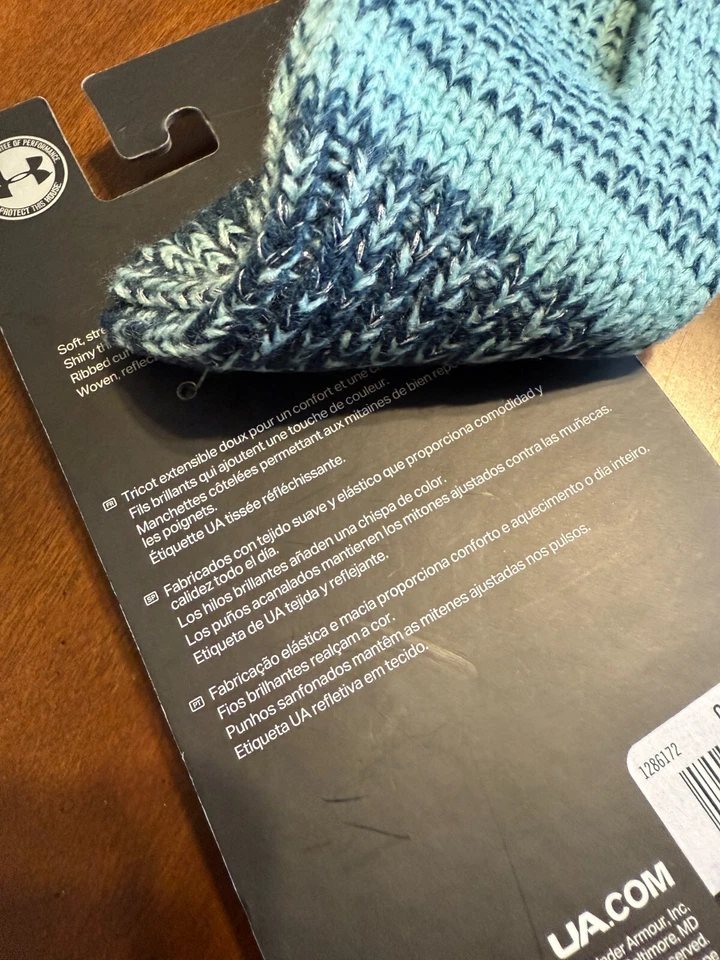 UNDER ARMOUR NUEVAS NIÑAS UA BLUE SHIMMER GUANTES DE PUNTO NIÑOS TALLA ÚNICA REFLECTANTES Foto 4 de 4