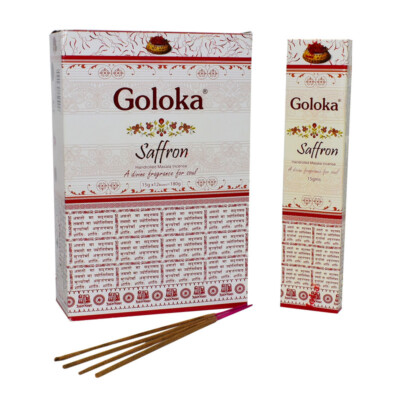 Goloka Saffron Incense Sticks Natural Masala Agarbatti Postive Energy Home Pooja