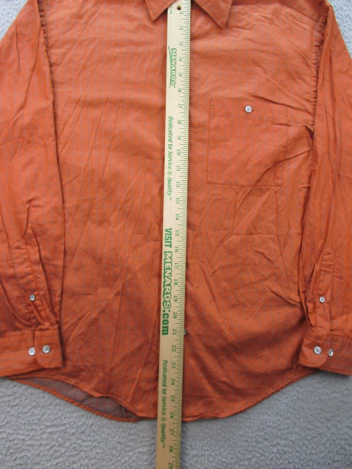 Bachrach Button Up Shirt Men's Small Long Sleeve Burnt Orange Windowpane Cotton - Image 2 of 4