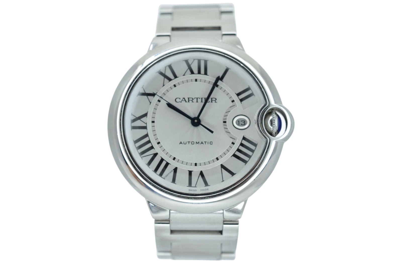 Cartier Ballon Bleu 42mm 3765 white silver dial w69012z4 with Box & Papers