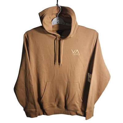 RVCA Wilson PULLOVER Hoodie Sweatshirt Tan Brown Embroidered VA Logo Mens Small