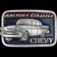 New Chevy Chevrolet Bel Air 1957 American Classics GM Car USA Vtg Belt Buckle
