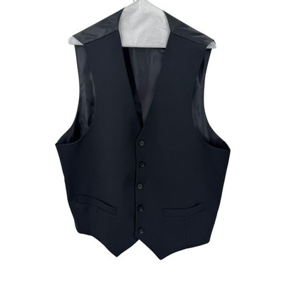 Giorgio Fiorelli Mens Black 2BT Vent No Pleat Vest Size 46 Polyester/Viscose