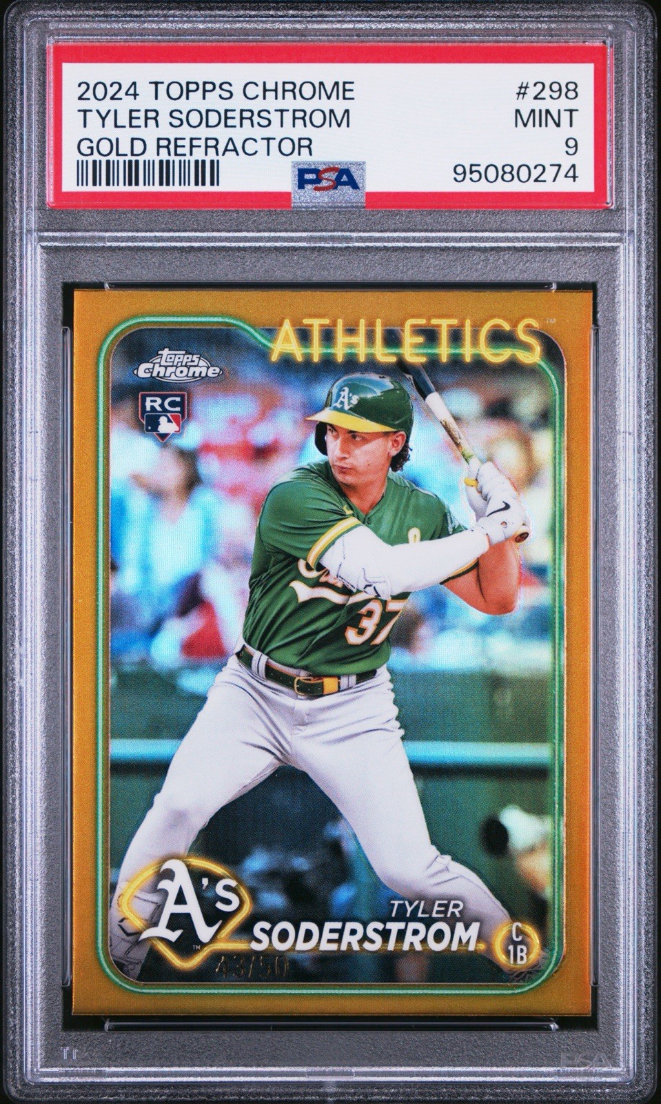 2024 Topps Chrome - Tyler Soderstrom #298 Gold Refractor /50 (RC)