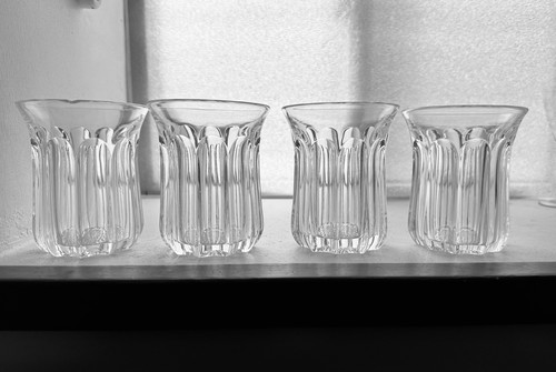 4er Set EAPG um 1907 Fostoria Lucere altmodische Glasbecher #1515 Kristall
