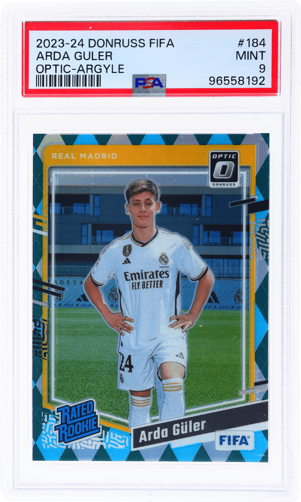 2023 Donruss Optic Arda Guler Rated Rookie Argyle #184 PSA 9