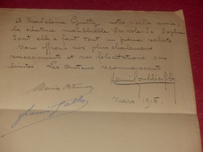 Souvenirs Madeleine Guitty Actress Henri Goublier Son Autographed Signed Sending