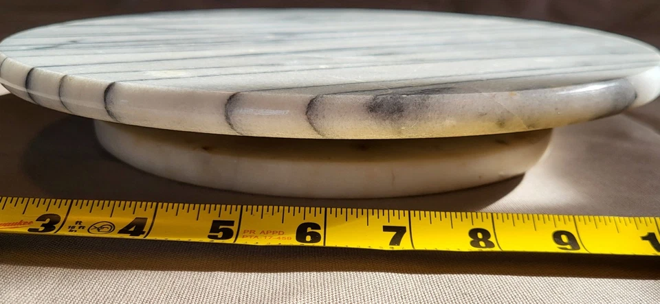 Soporte para Pasteles de Mármol 12" Redondo Gris Blanco Piedra Venosa Resistente 9.7lb Pedestal Foto 2 de 4