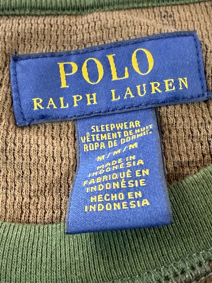 Polo Ralph Lauren Verde Camuflaje Gráfico Tejido Gofre Camisa Térmica para Dormir Para Hombre Med. Foto 3 de 4