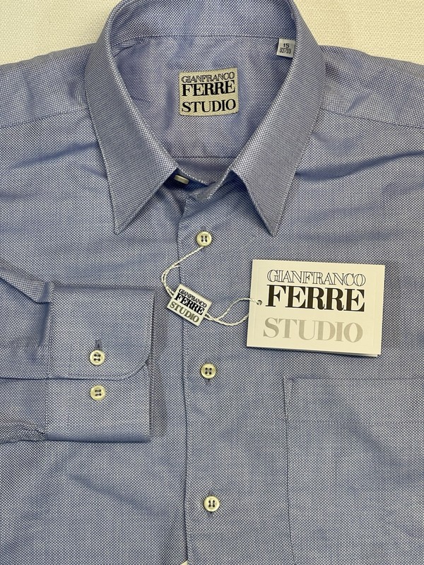 Gianfranco Ferré Men’s Size 15 32-33 Classic Light Blue Shirt Made in Italy NEW