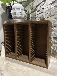 vintage MCM wooden CD storage rack