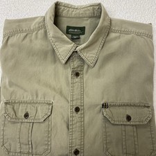 Eddie Bauer Shirt Mens 2XL Olive Green Short Sleeve Button Up Outdoors