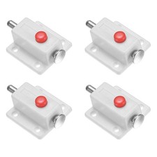 4-Pack Plastic Push Button Spring Loaded Latch for Cabinet Door White
