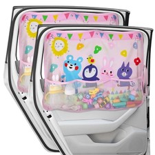 Car Sun Shade for Window Baby 2 Pack , Blackout Window Shades Pink-Animals 2PC