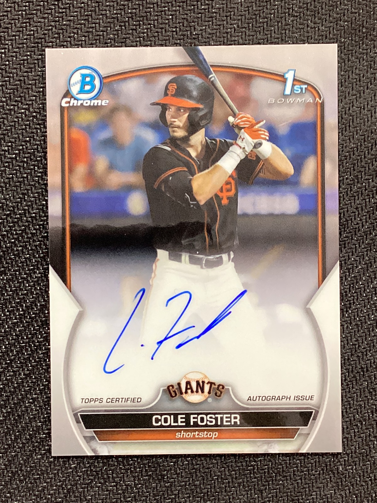 2023 Bowman Draft #CDA-CF Cole Foster Chrome Prospect Autograph Giants