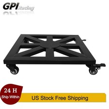 1 Pack 16" Square Black Metal Rolling Plant Caddy Stand With Wheels