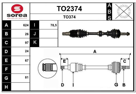 Arbre de transmission SNRA TO2374 pour TOYOTA AURIS Break