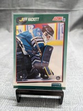 1991 Score Jeff Hackett #92T San Jose Sharks Goalie Rookie Card RC NHL Hockey. rookie card picture