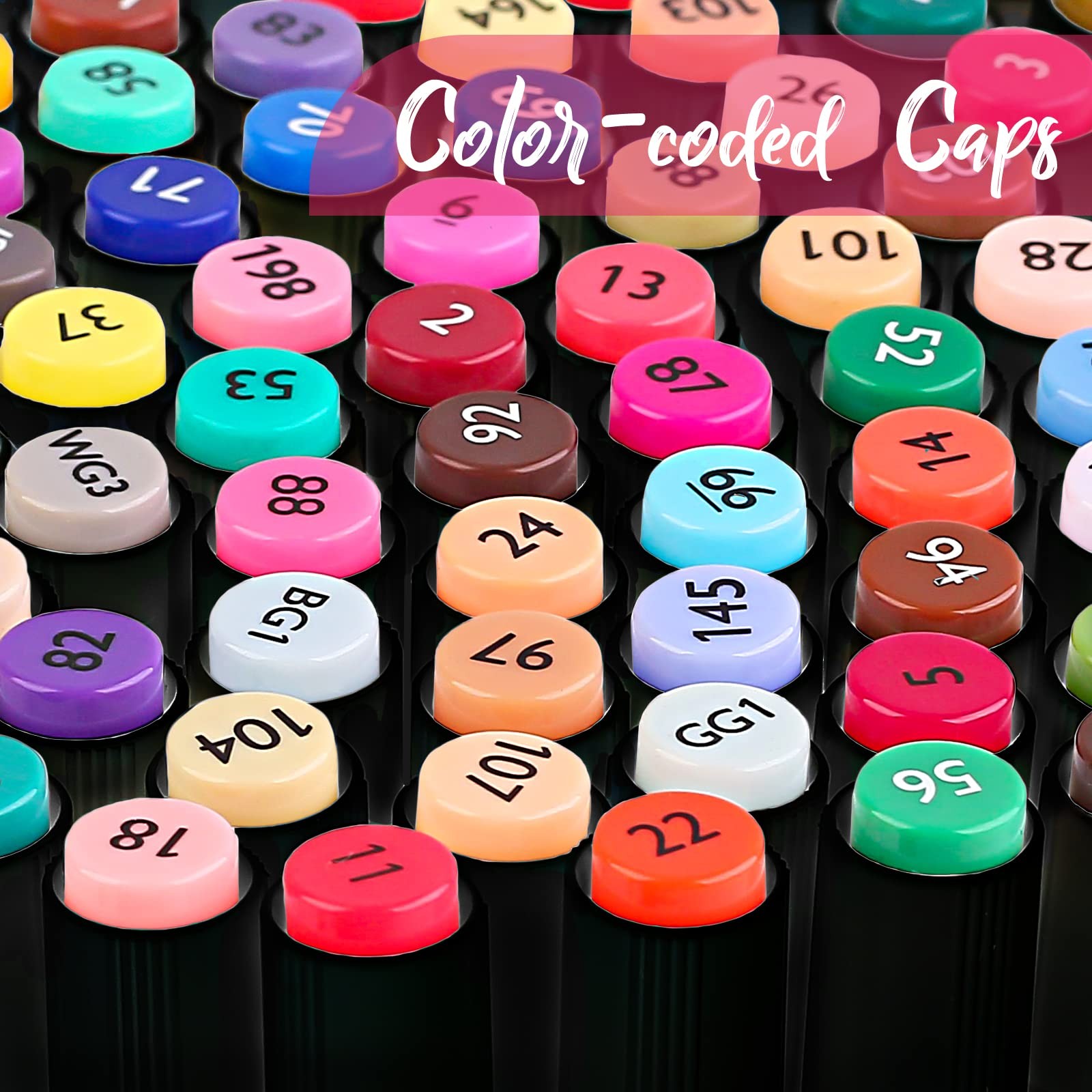 Alcohol Markers, 101 Colors Dual Tips Art Markers Pens Set, Chisel & Fine Ske...