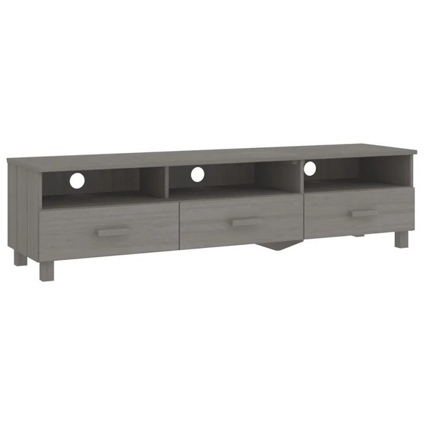 Tv-Schrank Hamar Hellgrau 158X40X40 Cm Massivholz Kiefer-image
