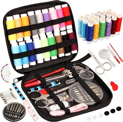 Basic Sewing Kit w/ Needles Thread Scissors   Portable Sewing Supplies for Home
