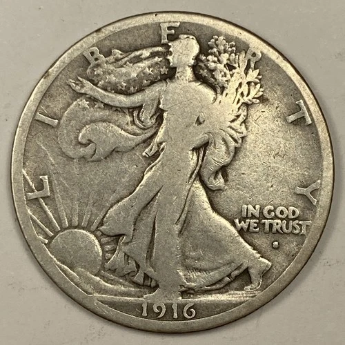 1916-S Walking Liberty Half .50. Fine.