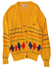 Gerani Mens Cardigan Sweater XL Yellow Argyle/Diamond Cotton GY16