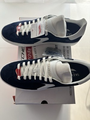 Skechers Leder Sneaker Arch Fit Legend Hamor Sportschuhe Gr. 45,5 45 Navi Weiß