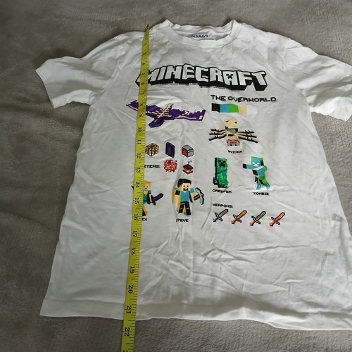 Old Navy Short Sleeve Minecraft Graphic T Shirt White Boys Size L - Picture 7 of 10