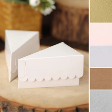 10 Triangle Paper Cake Slice BOXES Scalloped Top Party Events Home Decorations