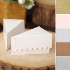 10 Triangle Paper Cake Slice BOXES Scalloped Top Party Events Home Decorations