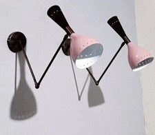 1950's Mid Century Modern Brass .Italian Wall Sconce Stilnovo Wall Fixture Lamp,