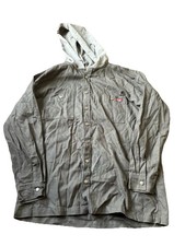 Wrangler Workwear Canvas Gray Hooded Jacket Full Metal Button Mens XL 46-48