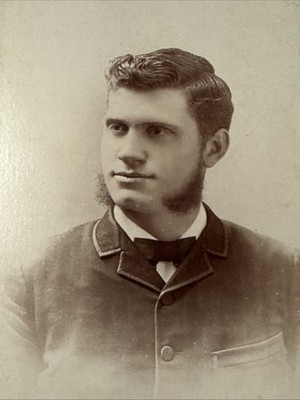 Ypsilanti Michigan Handsome Man MUTTON CHOPS 1880s Antique Cabinet Card Photo