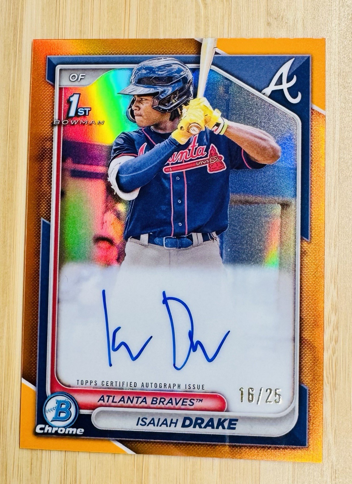 Isaiah Drake 2024 Bowman Chrome 1st Auto #BCP-21 Orange /25
