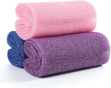 African Net Sponge Extra Long 3 Pieces, Loofah Back Scrubber for Shower, Exfolia