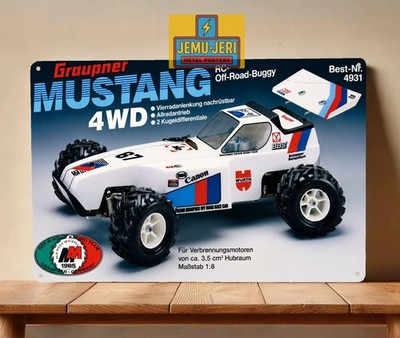Graupner Mustang 4WD RC Off-Road Buggy Box Art Metal Tin Sign Poster 20x30cm