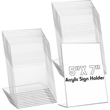 20 PCS 5x7 Inch Vertical Clear Acrylic Sign Holder L Shaped Picture Frame