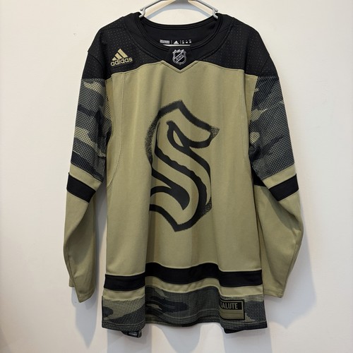ADIDAS SEATTLE KRAKEN JERSEY Camo SALUTE To Service SZ 46