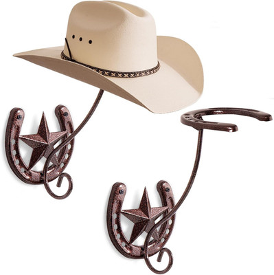 Cowboy Hat Rack for Wall Rustic Metal Cowboy Hat Holder 2 Pack Hat Hanger Wester