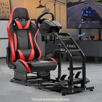 Marada Racing Simulator Cockpit With Red Gaming Seat Fits Logitech Thrustmaster