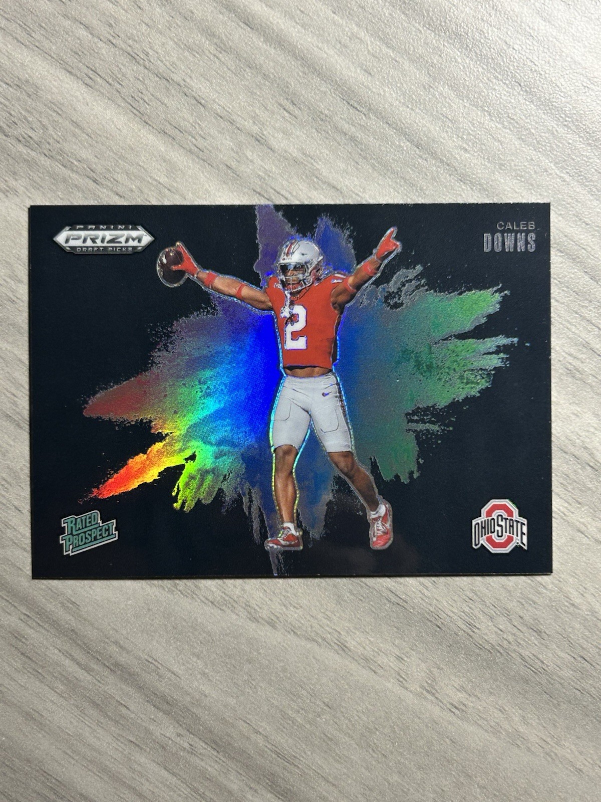 2025 Panini Prizm DP Caleb Downs Horizontal Black Color Blast Case Hit Buckeyes