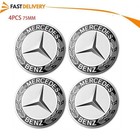 🔥 4PC Wheel Center Hub Caps Logo Wreath Black Fits Mercedes-Benz S GL E A C AMG